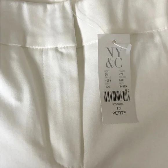 NWT NY & COMPANY 7th Avenue White Cotton Sateen Mid-Rise Bootcut Pants SIze 12P - Picture 9 of 10